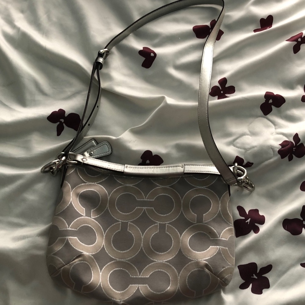 Small gray coach purse